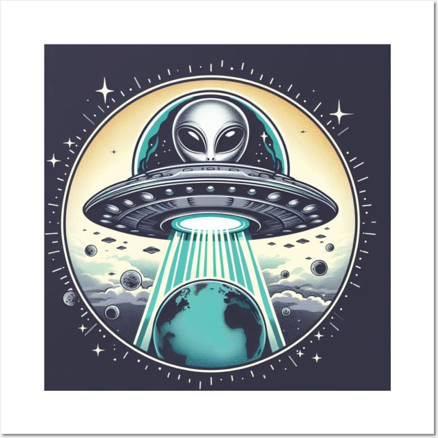 Grey Aliens in a UFO Wall Art by LloydLegacy2020